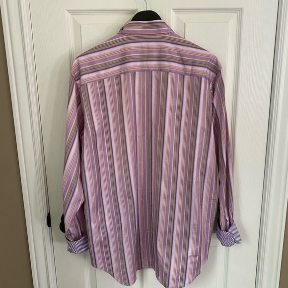 Bugatchi Uomo Multicolor Striped Button Down Shirt large - Picture 2 of 11
